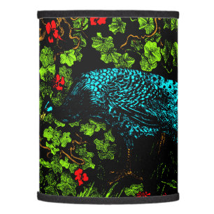 Dutch Art Nouveau Peacock and Butterfly  Lamp Shade