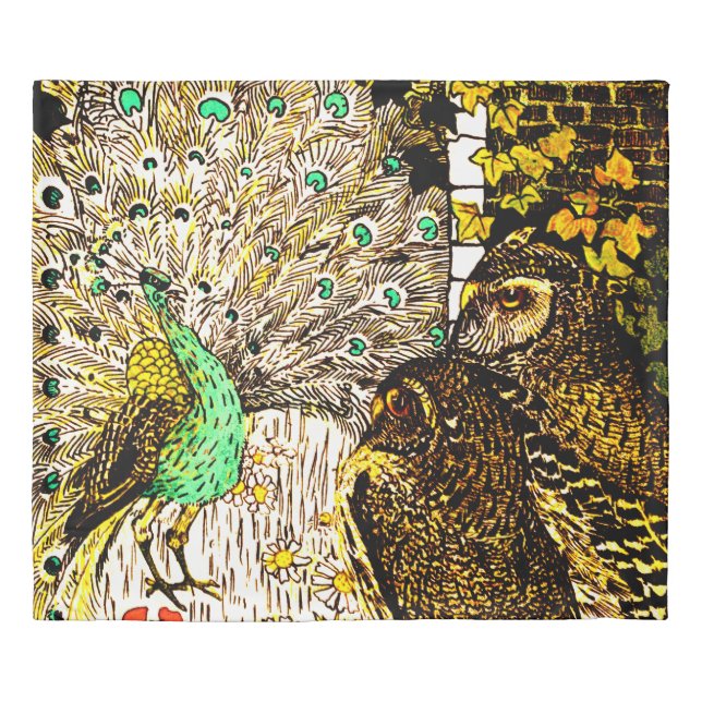 Dutch Art Nouveau Peacock and Owls Duvet Cover (Front)