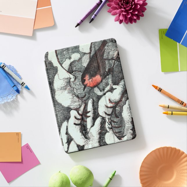 Dutch Art Nouveau Robin Bird in Winter iPad Pro Cover (Desk)