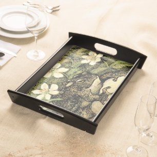 Dutch Art Nouveau Toad and Dogwood Serving Tray