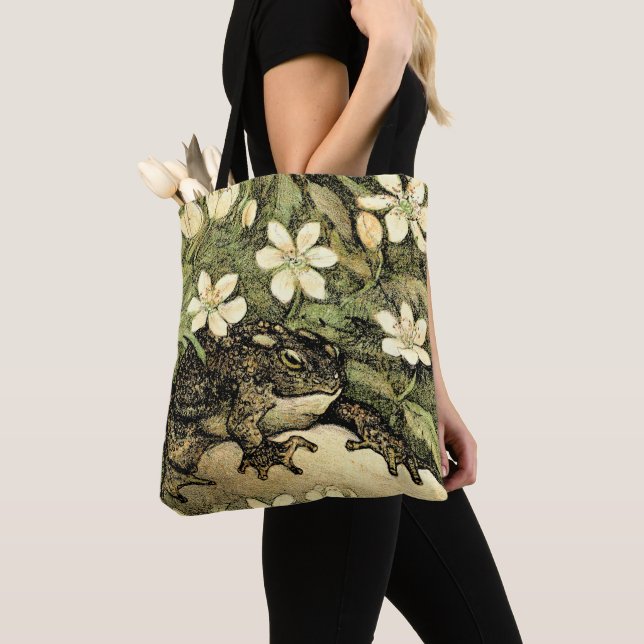 Dutch Art Nouveau Toad and Dogwood  Tote Bag (Close Up)
