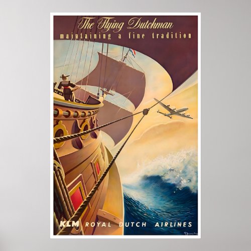 Dutch Art Print KLM Travel Poster