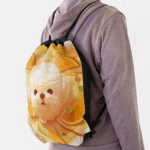 Dutch Baby Pancake with Cute Dog Ice Cream Drawstring Bag