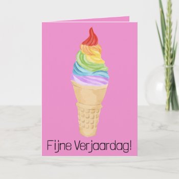 Dutch Birthday Rainbow Gay Pride Ice Cream Card by studioportosabbia at Zazzle