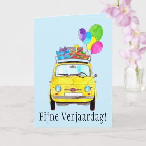 Dutch Birthday Retro Fiat 500 Card