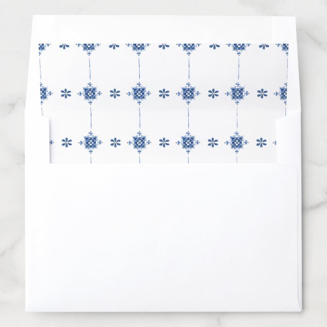 Dutch Blue Floral Pattern Envelope Liner (In Envelope)