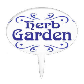 Dutch Blue Herb Garden Plastic Sign Cake Topper