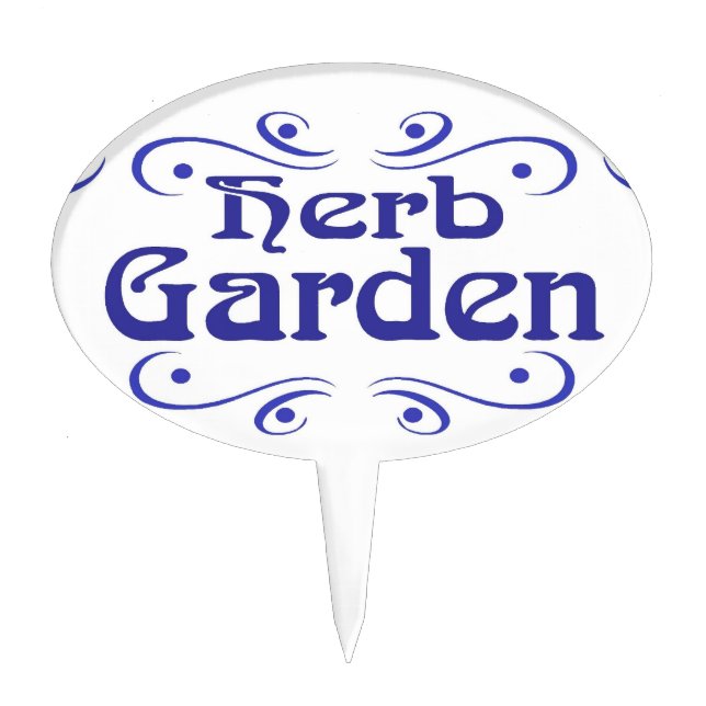 Dutch Blue Herb Garden Plastic Sign Cake Topper (Front)