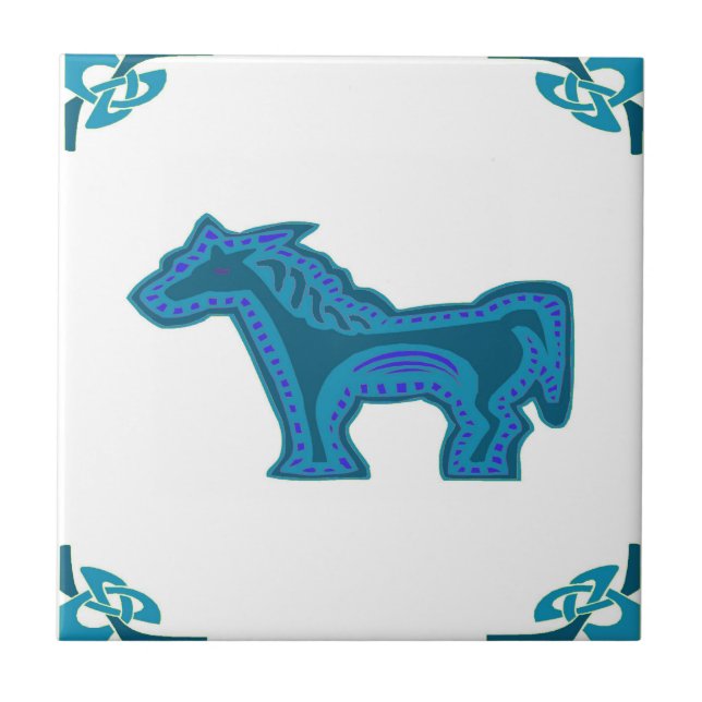 Dutch Blue Horsey Ceramic Tile (Front)