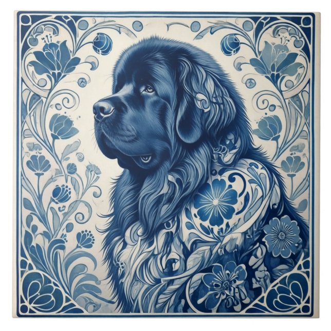 Dutch Blue Newfie Ceramic Tile (Front)