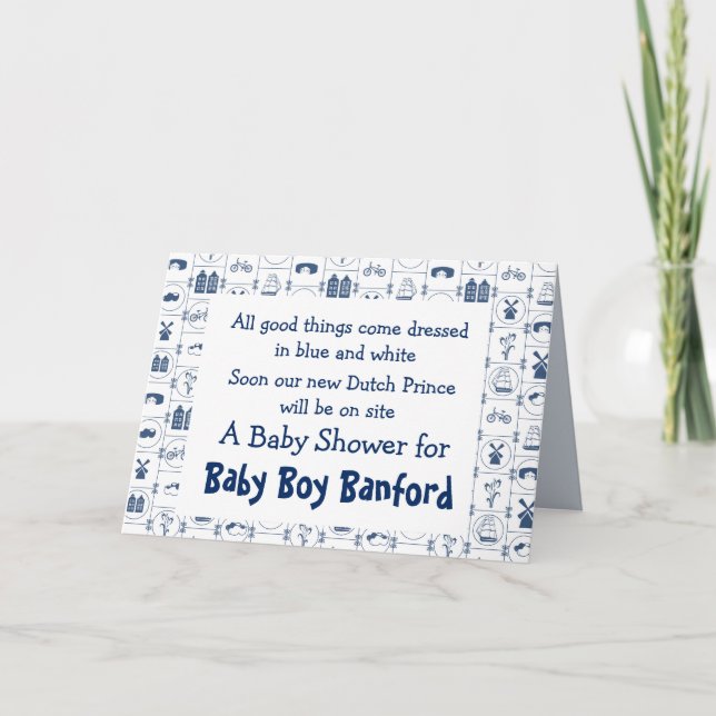 Dutch Blue Tiles Baby Shower card (Front)
