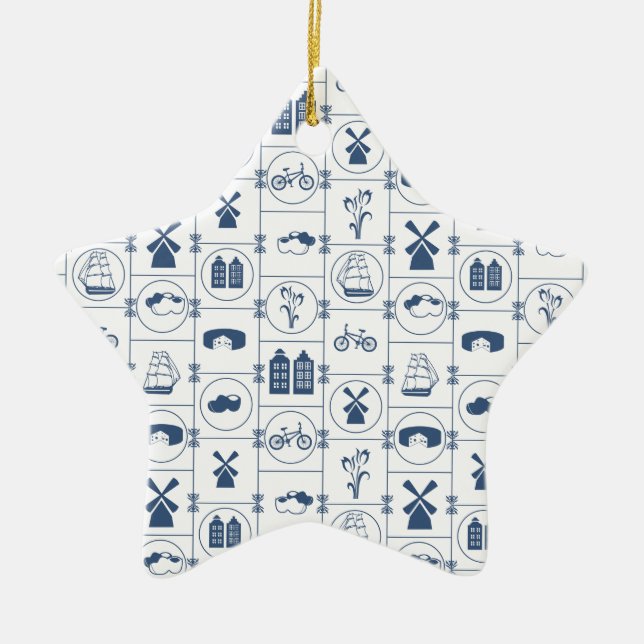 Dutch Blue tiles Ceramic Ornament (Front)