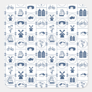 Dutch Blue tiles Square Sticker