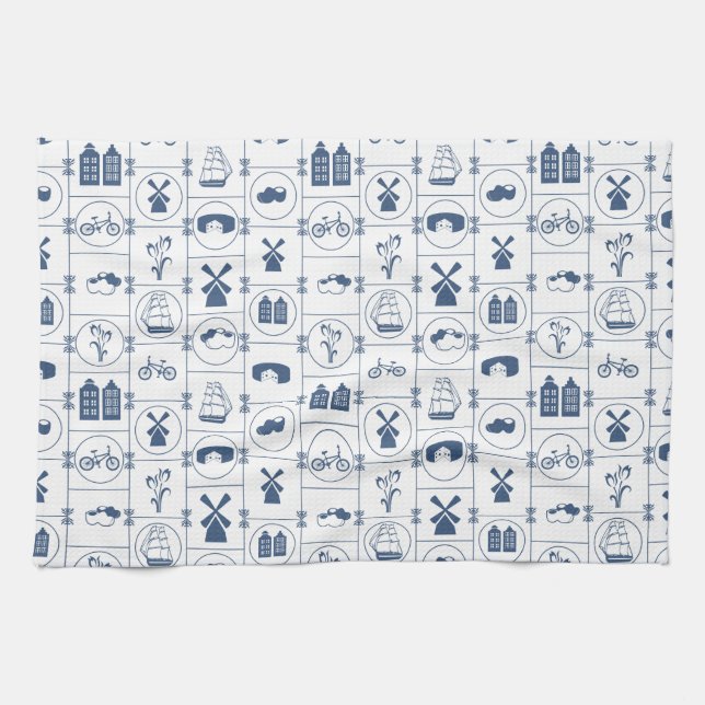 Dutch Blue tiles Towel (Horizontal)