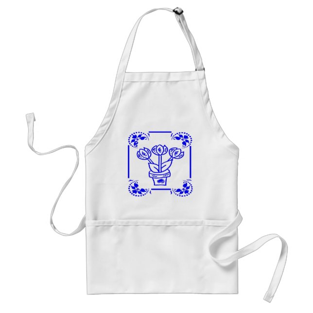 Dutch Blue Tulips Adult Apron (Front)
