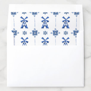 Dutch Blue Windmill Pattern Envelope Liner