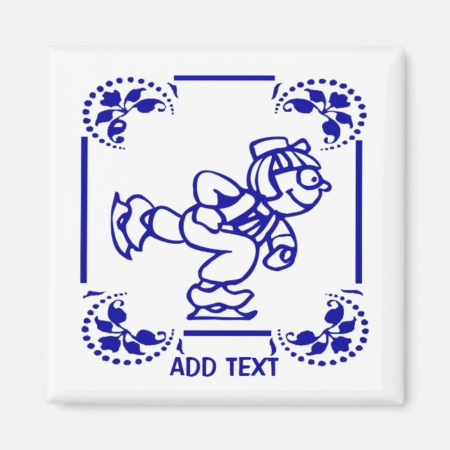 Dutch Boy Ice Skating Magnet (Front)