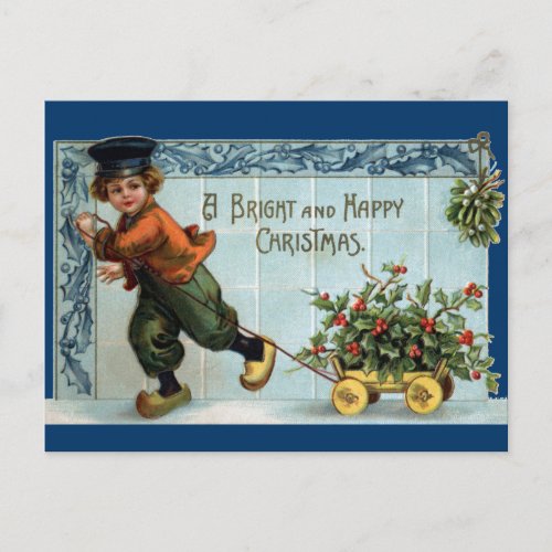 Dutch Boy Vintage Christmas Holiday Postcard