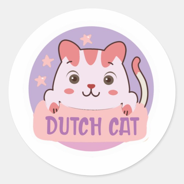 Dutch Bros Cat lovers Classic Round Sticker (Front)