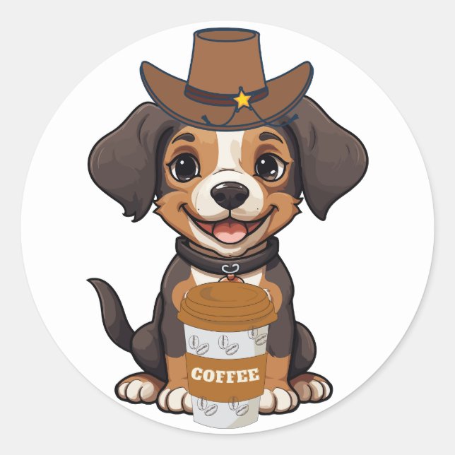 Dutch Bros Coffee Dog Classic Round Sticker (Front)
