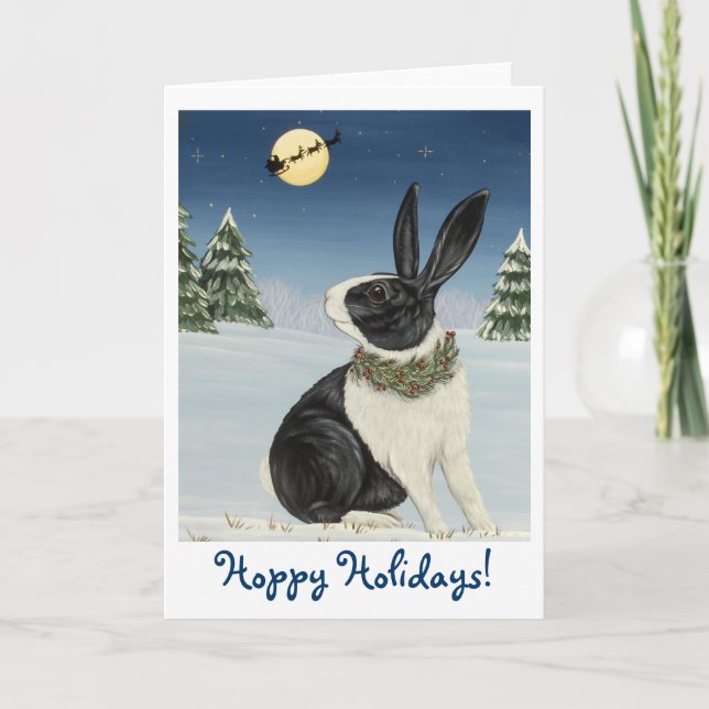 Dutch Bunny Rabbit - Hoppy Holidays! Card (Front)