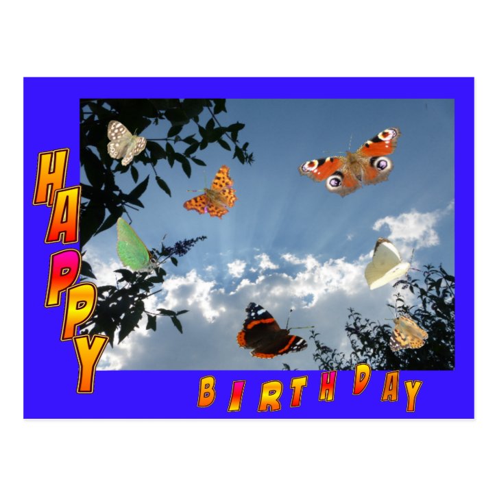 Dutch Butterflies Blue Happy Birthday Postcard