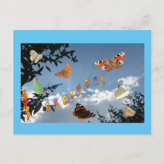 Dutch Butterflies Cust. Frame Birthday Postcard