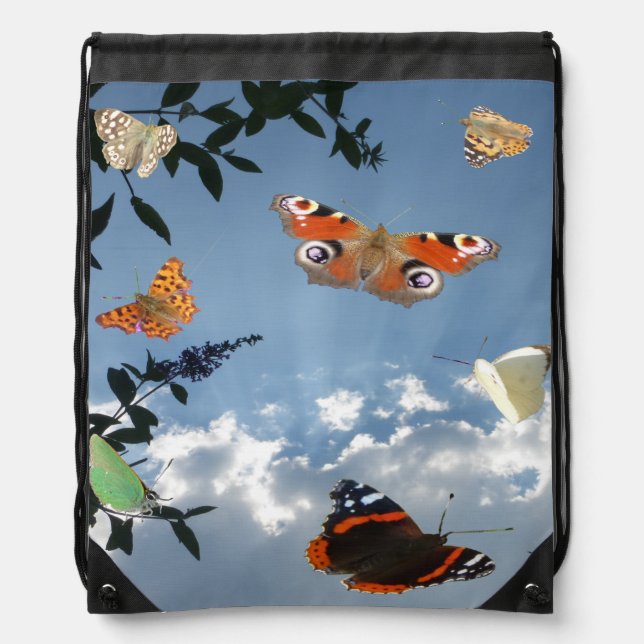Dutch Butterflies Drawstring Backpack (Front)