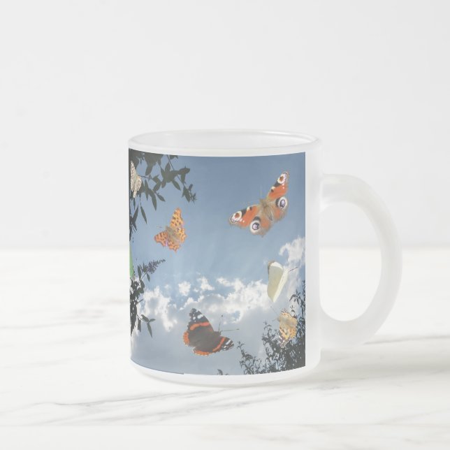 Dutch Butterflies Frosted Glass Mug (Right)