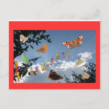 Dutch Butterflies Red Happy Birthday Postcard by Edelhertdesigntravel at Zazzle