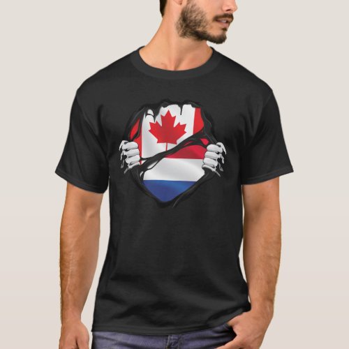 Dutch Canadian Hands Ripped Roots Flag T_Shirt