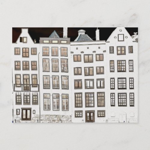 Dutch canal houses design postcard