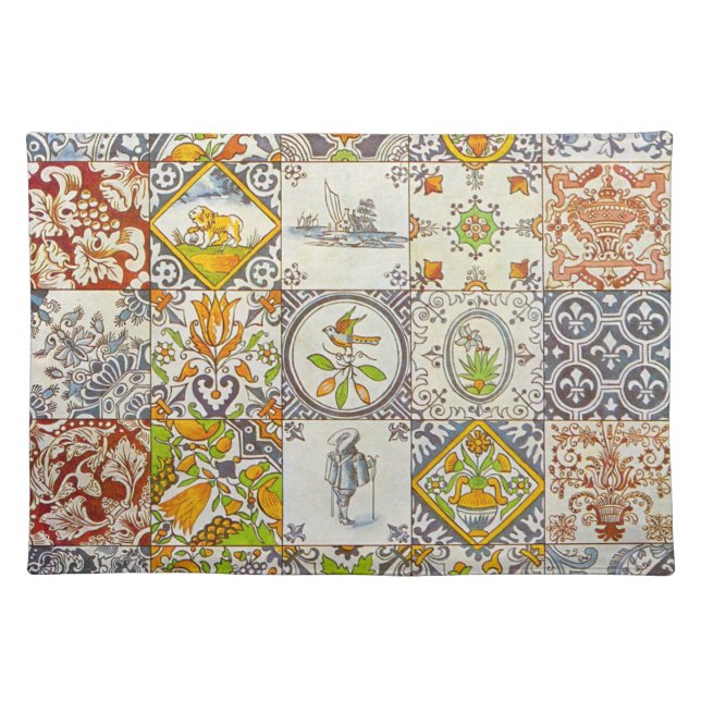 Dutch Ceramic Tiles Cloth Placemat (Front)