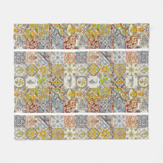 Dutch Ceramic Tiles Fleece Blanket
