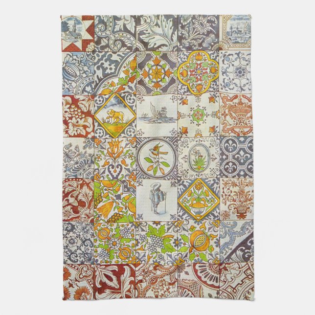 Dutch Ceramic Tiles Kitchen Towel (Vertical)
