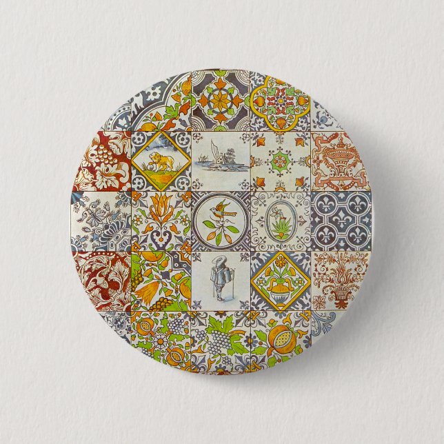 Dutch Ceramic Tiles Pinback Button (Front)