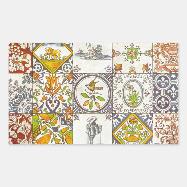 Dutch Ceramic Tiles Rectangular Sticker (Front)