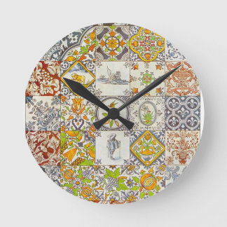 Dutch Ceramic Tiles Round Clock