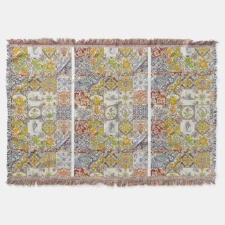 Dutch Ceramic Tiles Throw Blanket
