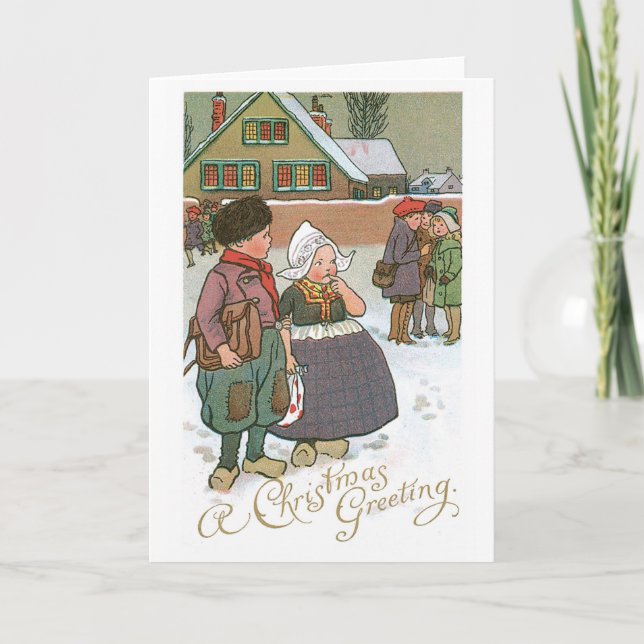 Dutch Children - A Christmas Greeting Holiday Card (Front)