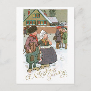 Dutch Children - A Christmas Greeting Holiday Postcard