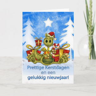 Dutch Christmas Card - Cute Dragon - Prettige Kers