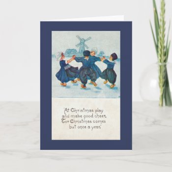 Dutch Christmas Children Dancing  Customizable Holiday Card by GoodThingsByGorge at Zazzle