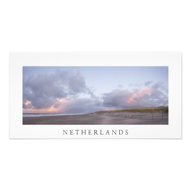 Dutch coast sunset photo card (Front)