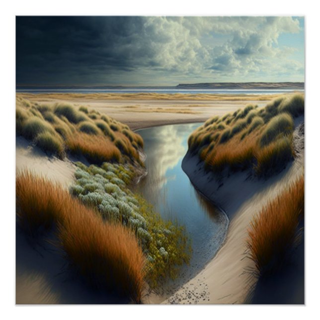 Dutch Coastal Dunes Poster (Front)