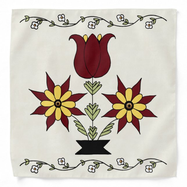 Dutch Country Folk Floral Bandana (Front)