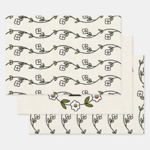 Dutch Country Folk Floral Wrapping Paper Sheets