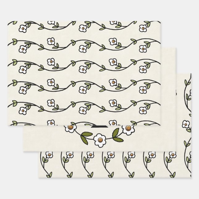 Dutch Country Folk Floral Wrapping Paper Sheets (Set)