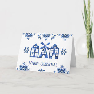 Dutch Delft Blue Holiday Greeting Card