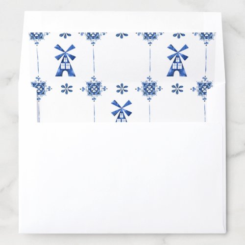 Dutch Delft Blue Pattern Envelope Liner